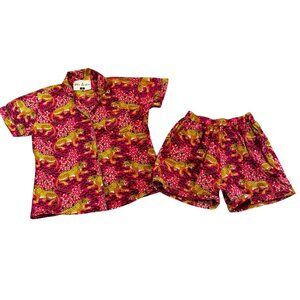 So cute! Fox & Hen Pink Leopard Print Pajamas Set Size Small